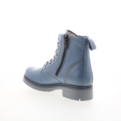 Bos. & Co. Carinas Womens Blue Leather Lace Up Casual Dress Boots