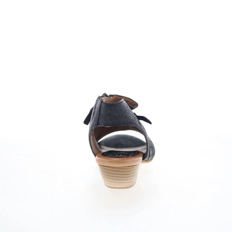 Miz Mooz Carla Womens Black Leather Zipper Heeled Sandals Shoes