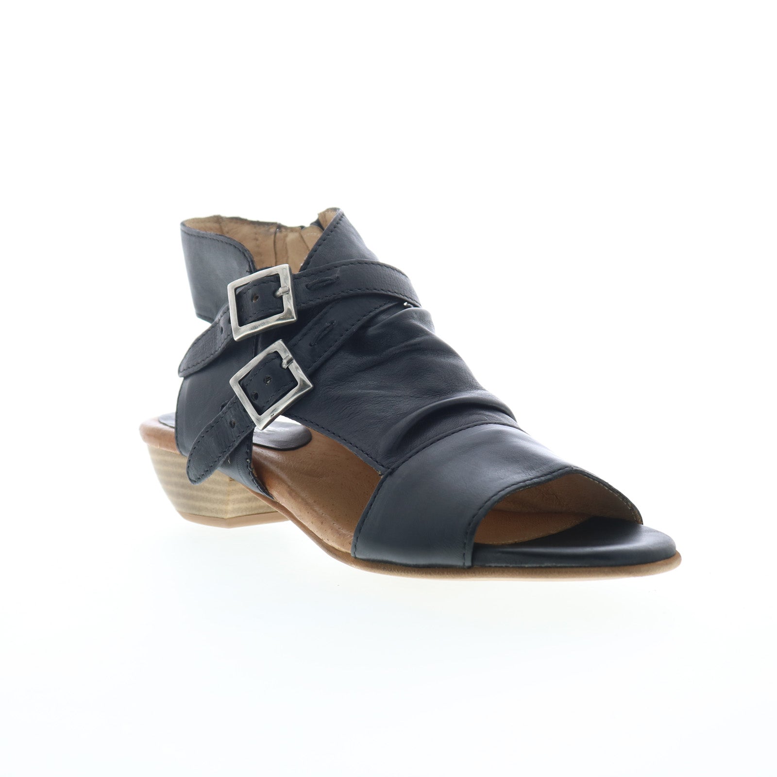 ムニョス　ミュール Miz Mooz Cassius Womens Black Leather Zipper Heeled Sandals Shoes