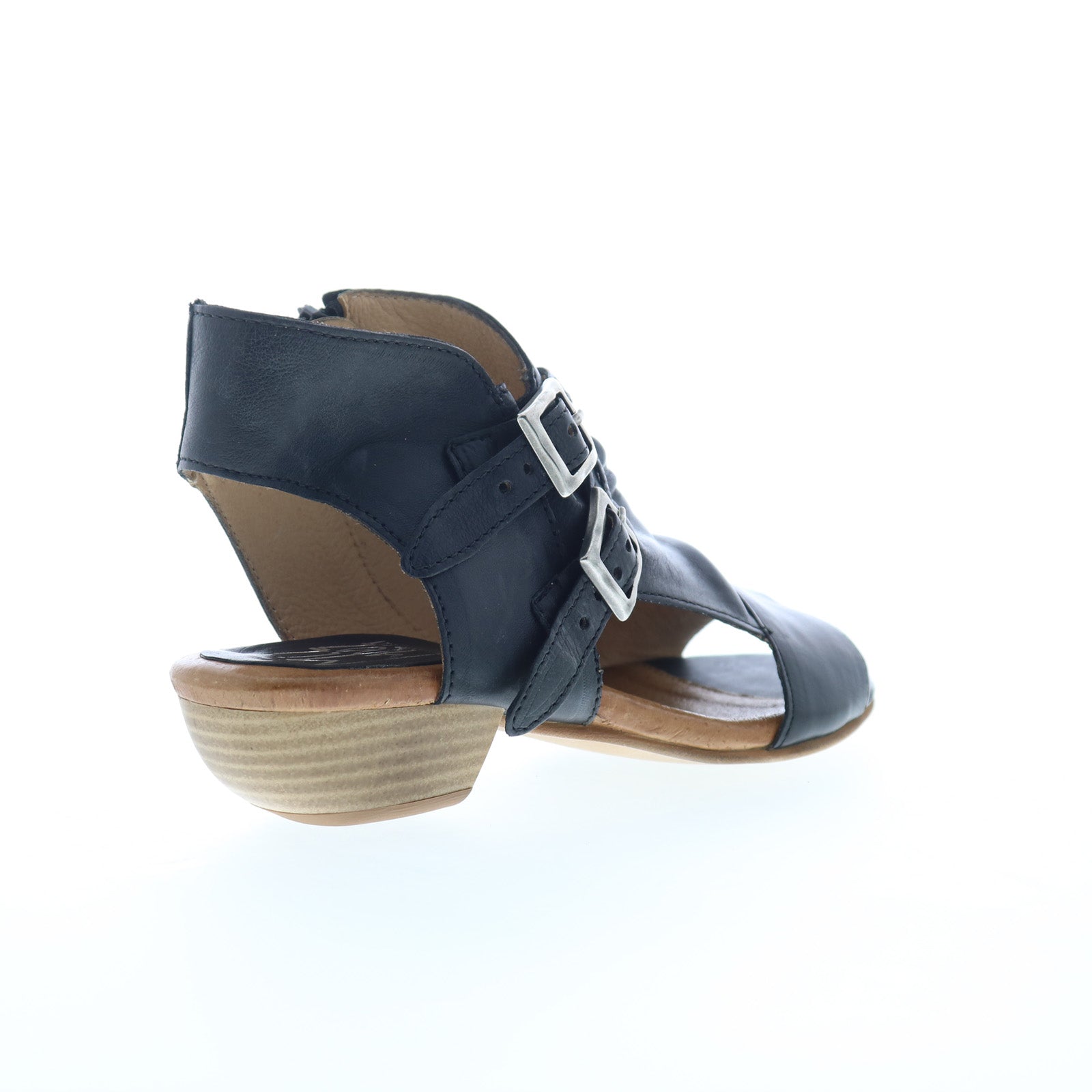 Miz Mooz Cassius Womens Black Leather Zipper Heeled Sandals Shoes