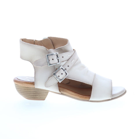 Miz Mooz Cassius Womens Gray Leather Zipper Heeled Sandals Shoes