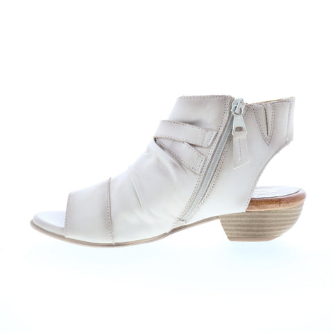 Miz Mooz Cassius Womens Gray Leather Zipper Heeled Sandals Shoes