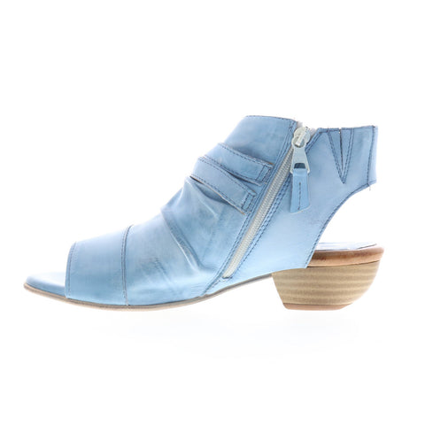 Miz Mooz Cassius Womens Blue Leather Zipper Heeled Sandals Shoes