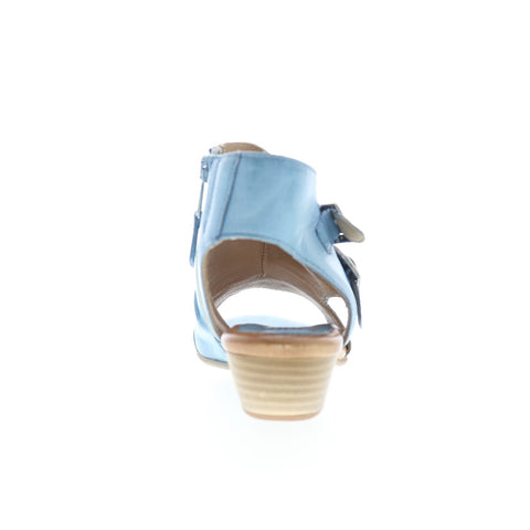 Miz Mooz Cassius Womens Blue Leather Zipper Heeled Sandals Shoes
