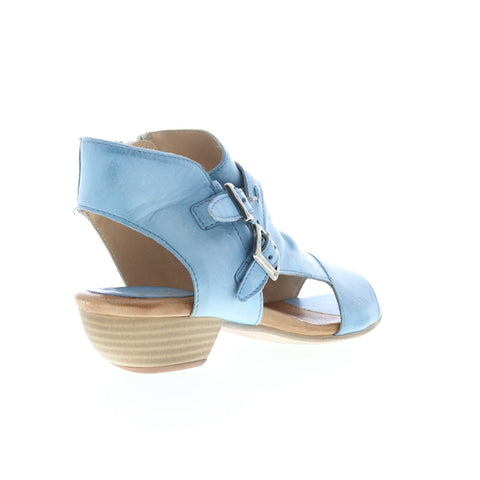Miz Mooz Cassius Womens Blue Leather Zipper Heeled Sandals Shoes