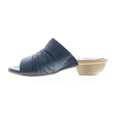 Miz Mooz Castiel Womens Black Leather Slip On Heeled Sandals Shoes