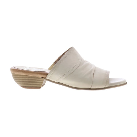 Miz Mooz Castiel Womens Beige Leather Slip On Heeled Sandals Shoes