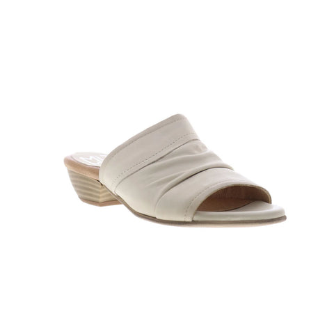 Miz Mooz Castiel Womens Beige Leather Slip On Heeled Sandals Shoes