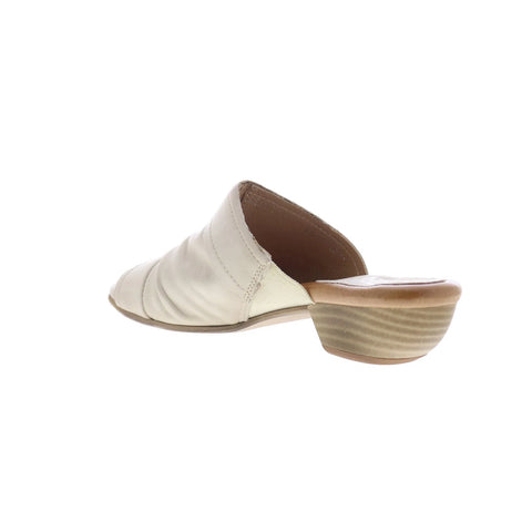 Miz Mooz Castiel Womens Beige Leather Slip On Heeled Sandals Shoes