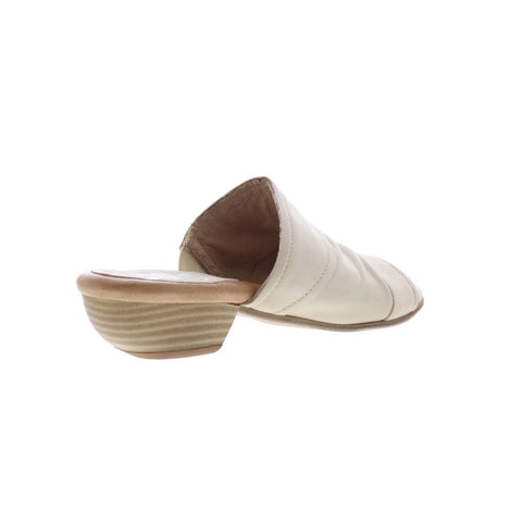 Miz Mooz Castiel Womens Beige Leather Slip On Heeled Sandals Shoes