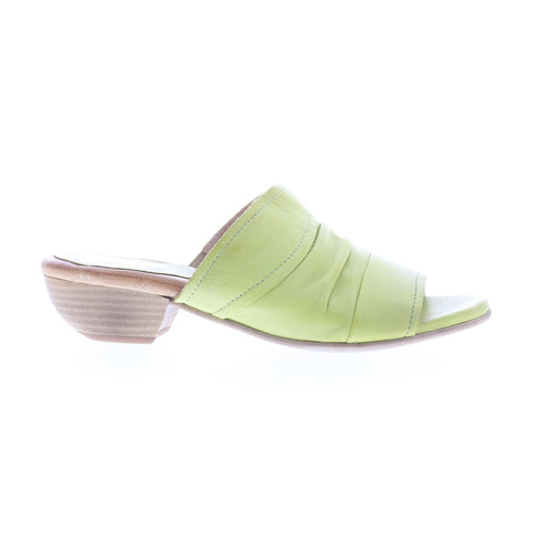 Miz Mooz Castiel Womens Green Leather Slip On Heeled Sandals Shoes
