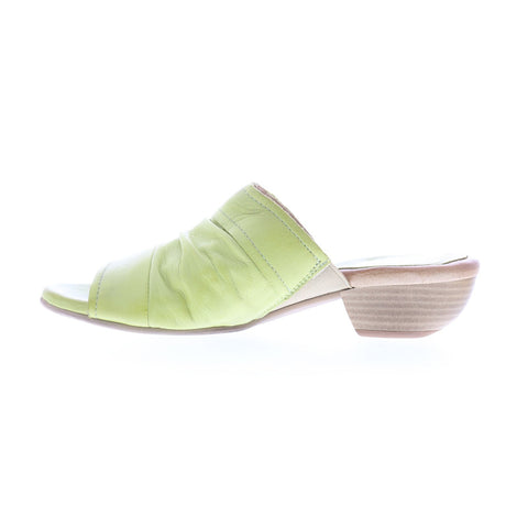 Miz Mooz Castiel Womens Green Leather Slip On Heeled Sandals Shoes