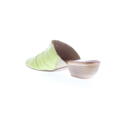 Miz Mooz Castiel Womens Green Leather Slip On Heeled Sandals Shoes