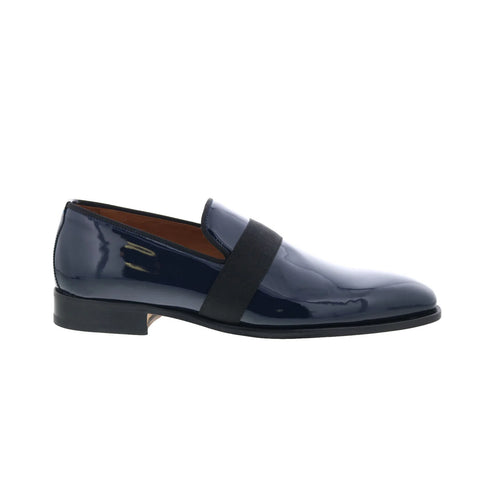 Di Bianco Catania Tuxedo Mens Blue Leather Slip On Loafers Casual Shoes