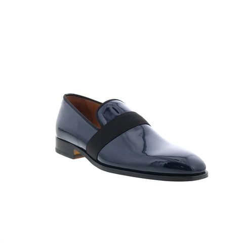 Di Bianco Catania Tuxedo Mens Blue Leather Slip On Loafers Casual Shoes