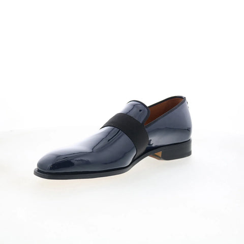 Di Bianco Catania Tuxedo Mens Blue Leather Slip On Loafers Casual Shoes