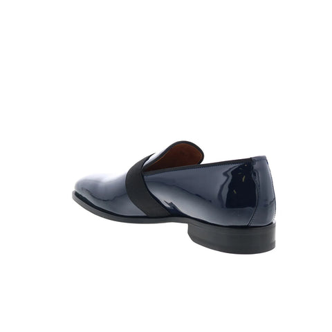 Di Bianco Catania Tuxedo Mens Blue Leather Slip On Loafers Casual Shoes