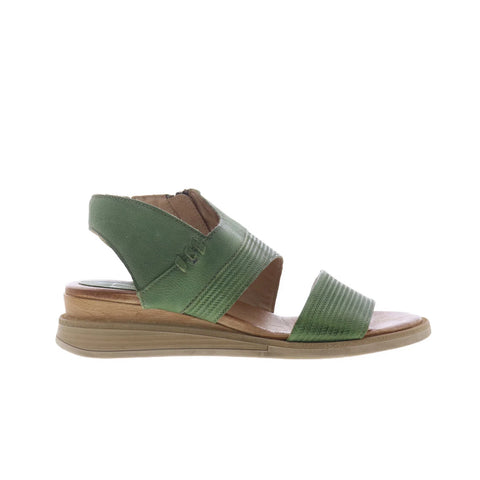 Miz Mooz Cece Womens Green Leather Zipper Wedges Sandals Shoes