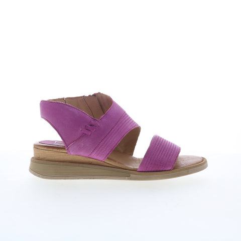 Miz Mooz Cece Womens Purple Leather Zipper Wedges Sandals Shoes