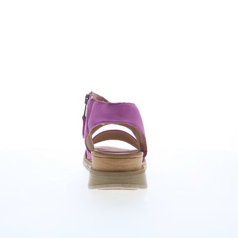Miz Mooz Cece Womens Purple Leather Zipper Wedges Sandals Shoes