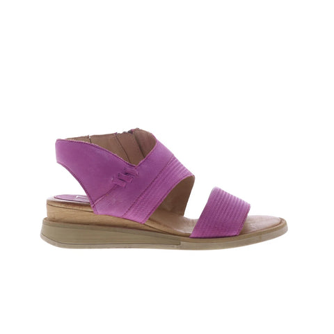 Miz Mooz Cece Womens Purple Leather Zipper Wedges Sandals Shoes