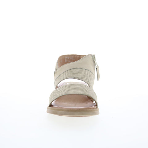 Miz Mooz Cece Womens Beige Leather Zipper Wedges Sandals Shoes
