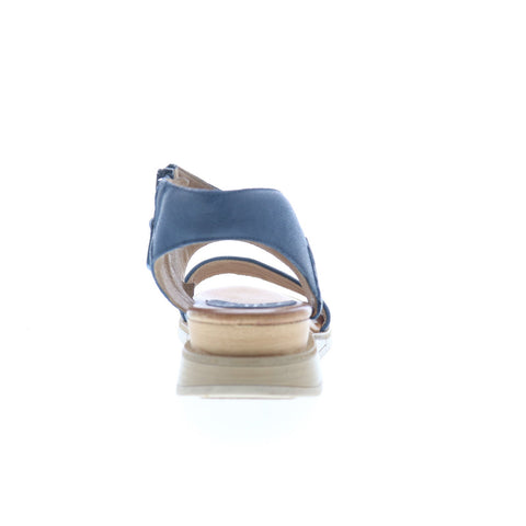 Miz Mooz Cece Womens Blue Leather Zipper Wedges Sandals Shoes