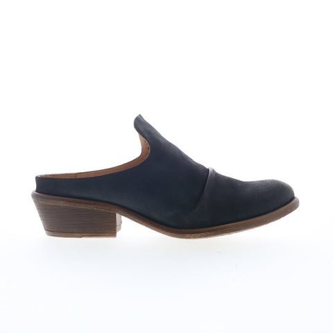 Miz Mooz Cellia Womens Black Leather Slip On Heeled Sandals Shoes
