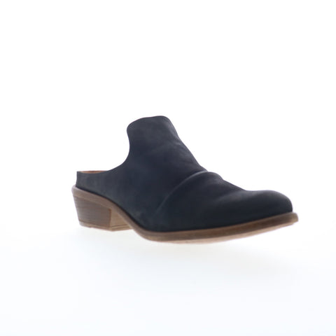 Miz Mooz Cellia Womens Black Leather Slip On Heeled Sandals Shoes