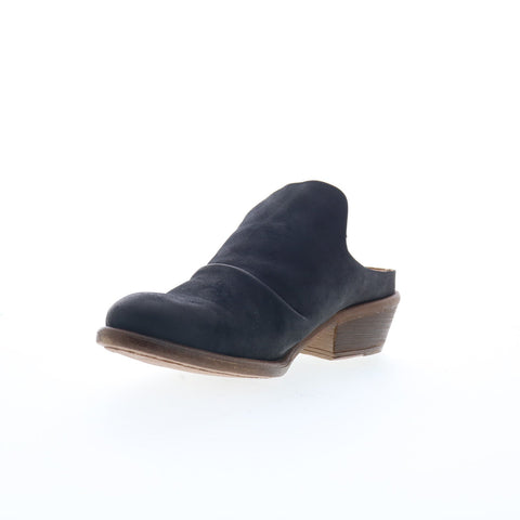 Miz Mooz Cellia Womens Black Leather Slip On Heeled Sandals Shoes