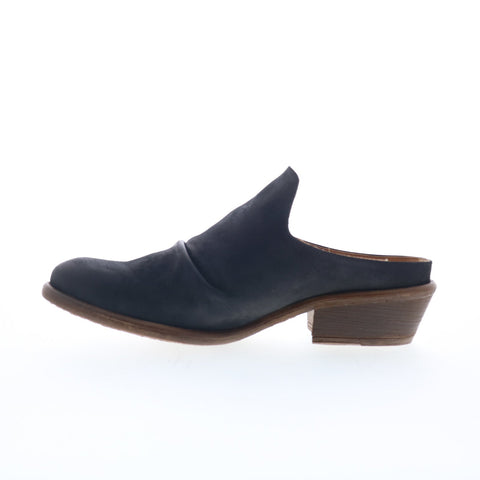 Miz Mooz Cellia Womens Black Leather Slip On Heeled Sandals Shoes