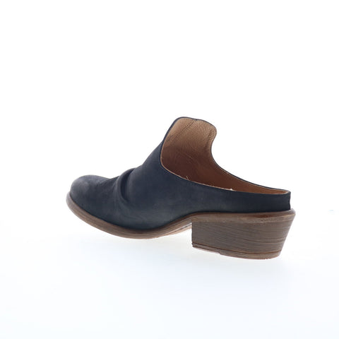 Miz Mooz Cellia Womens Black Leather Slip On Heeled Sandals Shoes