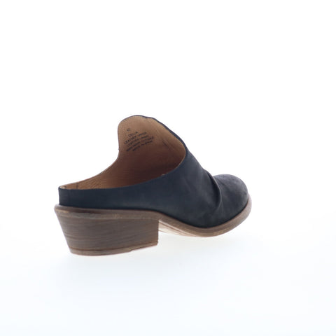 Miz Mooz Cellia Womens Black Leather Slip On Heeled Sandals Shoes