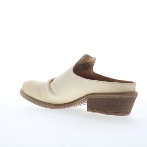 Miz Mooz Cellia Womens Beige Leather Slip On Heeled Sandals Shoes