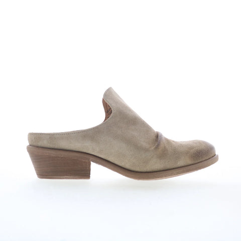 Miz Mooz Cellia Womens Gray Suede Slip On Heeled Sandals Shoes