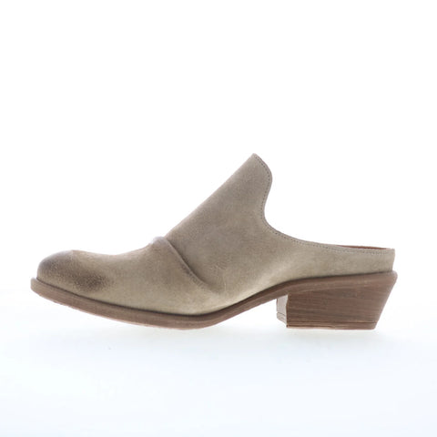 Miz Mooz Cellia Womens Gray Suede Slip On Heeled Sandals Shoes
