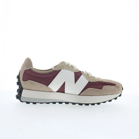 New Balance 327 MS327CP Mens Beige Leather Lace Up Lifestyle Sneakers Shoes