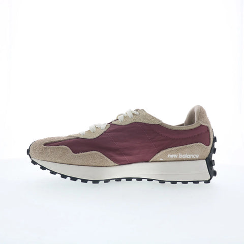 New Balance 327 MS327CP Mens Beige Leather Lace Up Lifestyle Sneakers Shoes