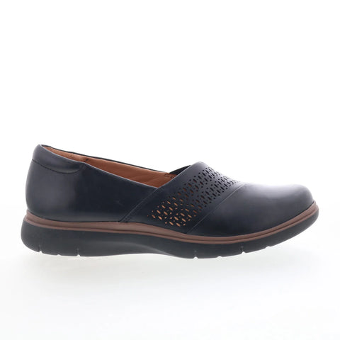 Clarks Certina Edge 26181428 Womens Black Wide Leather Loafer Flats Shoes