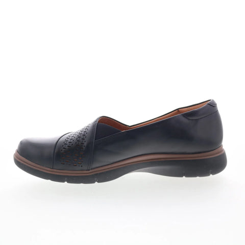 Clarks Certina Edge 26181428 Womens Black Wide Leather Loafer Flats Shoes