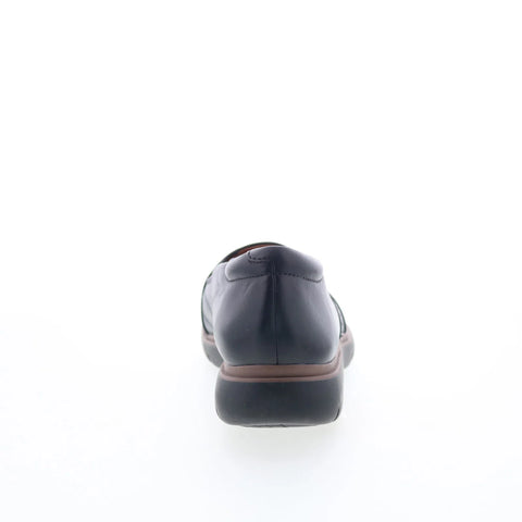Clarks Certina Edge 26181428 Womens Black Wide Leather Loafer Flats Shoes