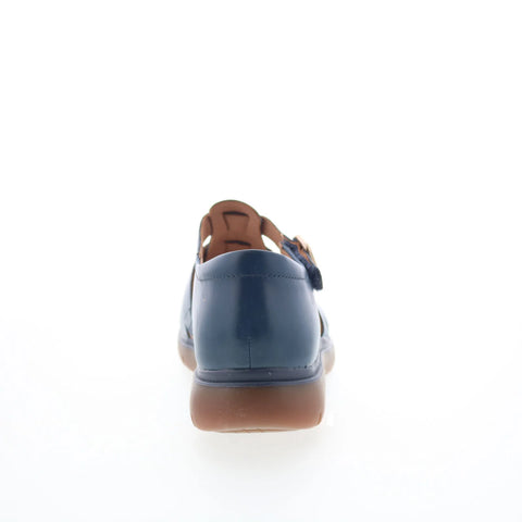Clarks Certina Sun 26181889 Womens Blue Wide Leather Strap Sandals Shoes