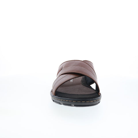 Rockport Darwyn Cross Band CH1925 Mens Brown Leather Slides Sandals Shoes