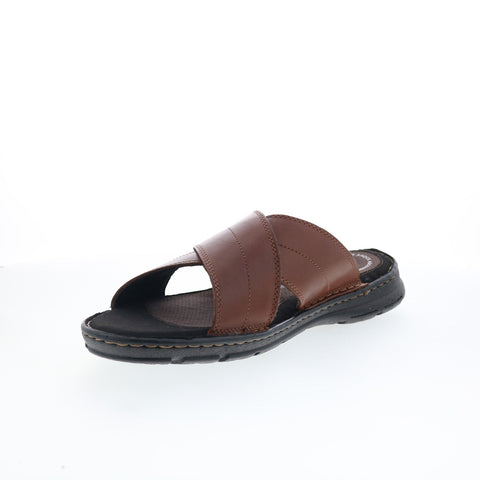 Rockport Darwyn Cross Band CH1925 Mens Brown Leather Slides Sandals Shoes
