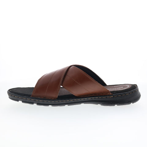 Rockport Darwyn Cross Band CH1925 Mens Brown Leather Slides Sandals Shoes