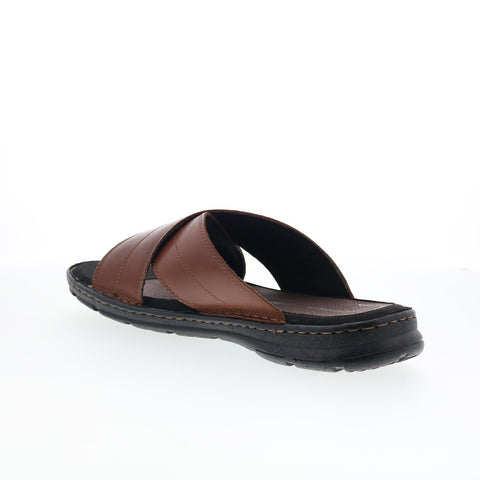 Rockport Darwyn Cross Band CH1925 Mens Brown Leather Slides Sandals Shoes