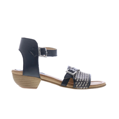 Miz Mooz Chaise Womens Black Leather Hook & Loop Heeled Sandals Shoes