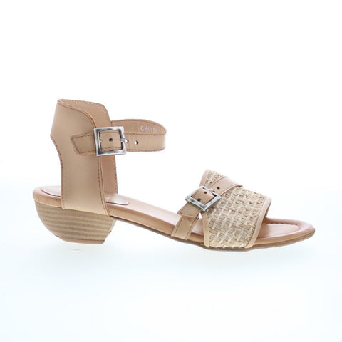 Miz Mooz Chaise Womens Brown Leather Zipper Heeled Sandals Shoes
