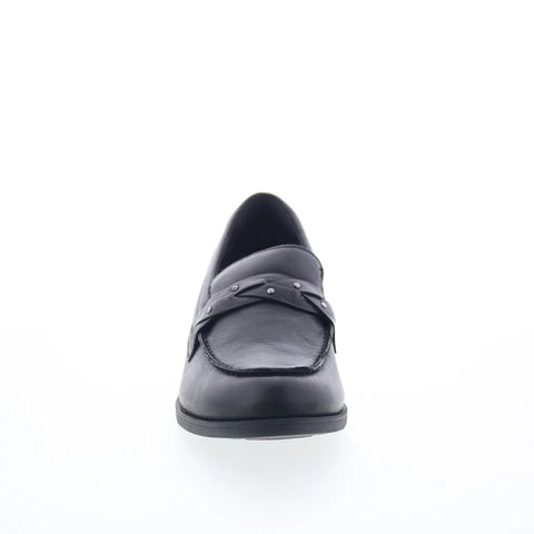 Clarks Charlten Echo 26179566 Womens Black Leather Loafer Flats Shoes