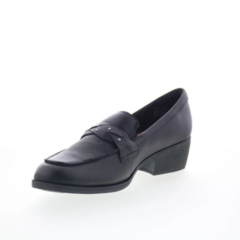 Clarks Charlten Echo 26179566 Womens Black Leather Loafer Flats Shoes